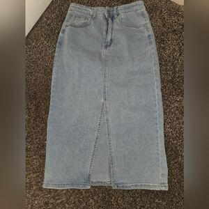 SHEIN Blue Denim Midi Skirt